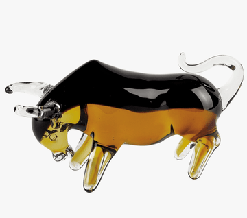 Faire-Badash Murano Glass Bull Murano Style Artglass Bull Handmade